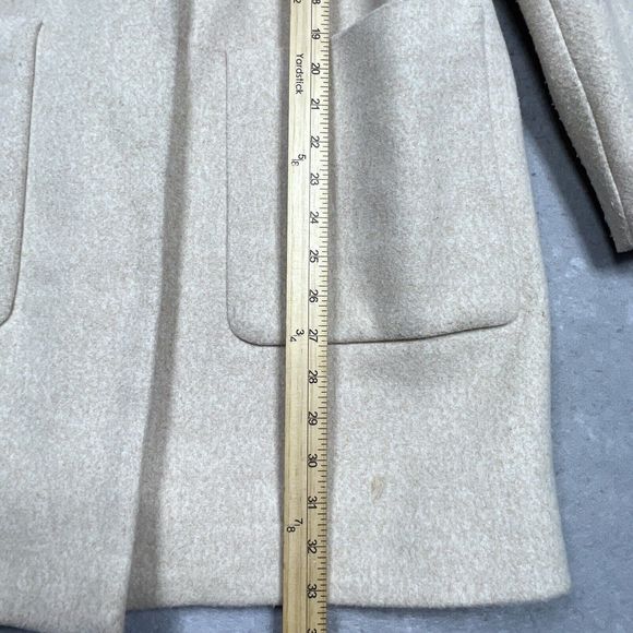Zara Overcoat Womens Size Medium Beige One Button Coat Jacket Polyester Pockets - Picture 7 of 13